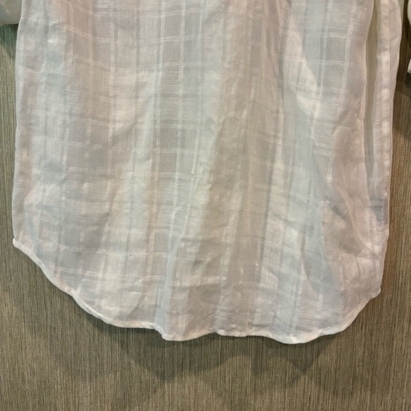 LAUREN Ralph Lauren Linen White Plaid Loose Oversized Fit Button Blouse Size S - Picture 7 of 10